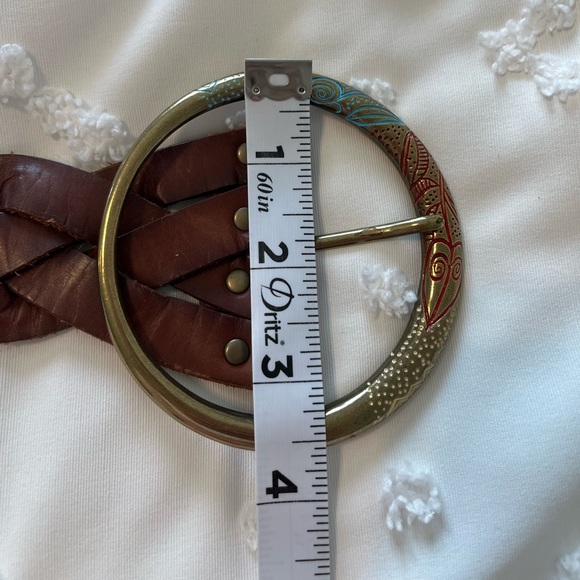 CHICO'S BRAIDED TWIST Leather Belt Size M\L TOOLED BUCKLE GORGEOUS color buckle - Picture 8 of 12